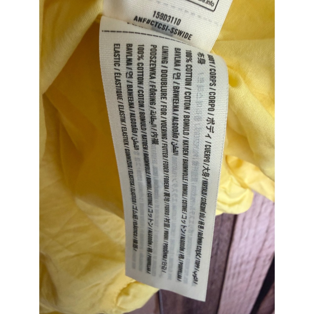 Abercrombie & Fitch Bubble Hem Mini Dress Yellow Cotton Sundress Summer Medium - Picture 8 of 8